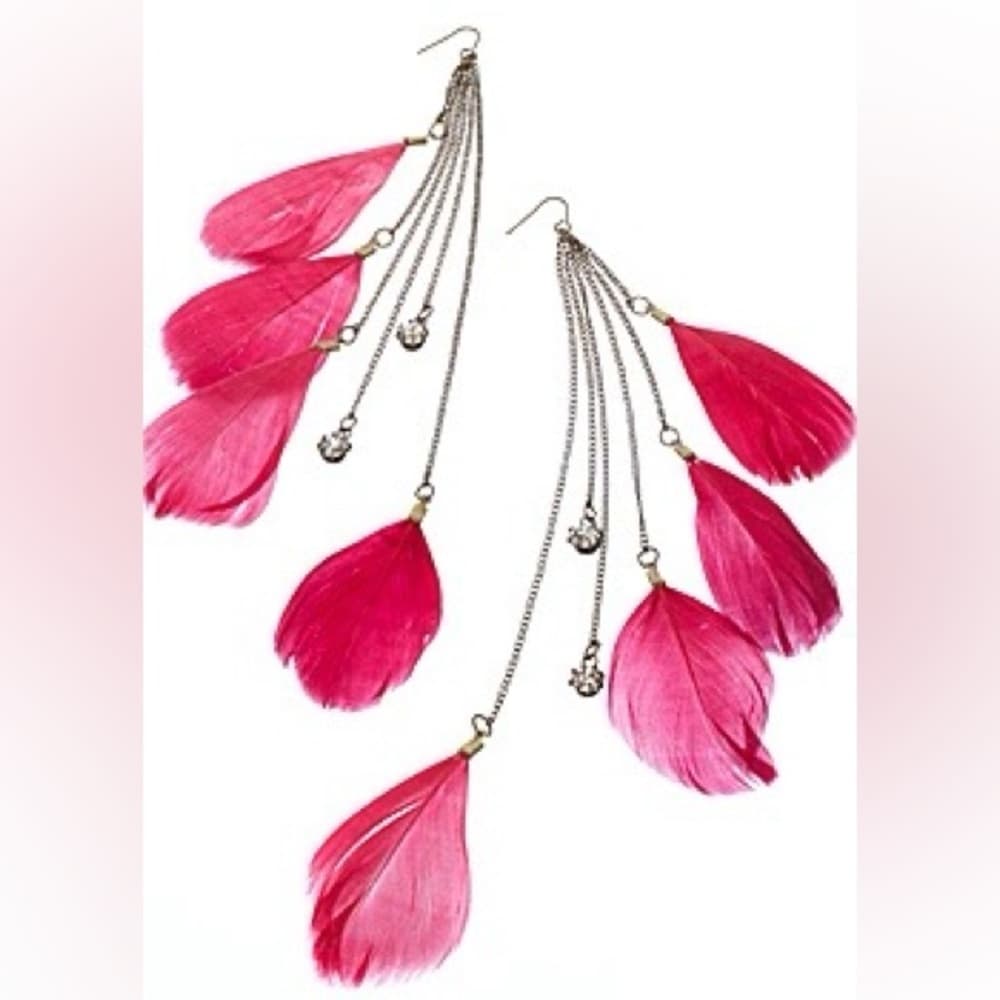 All The Rage Robin Crystal Feather Earrings - Thumbnail 3