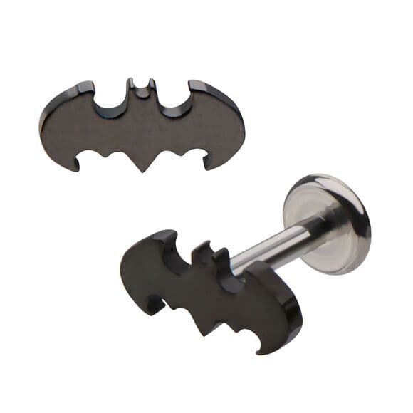 Batman Logo Labret Stud 14G 1/4” Internally Threaded DC Comics - Thumbnail 2