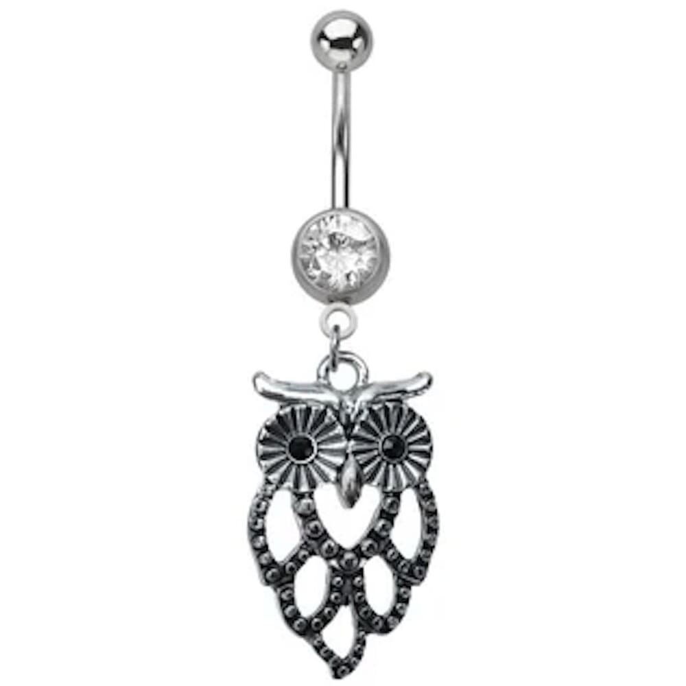 Owl Dangle Belly Ring 14g 5/8” 316L Stainless Steel