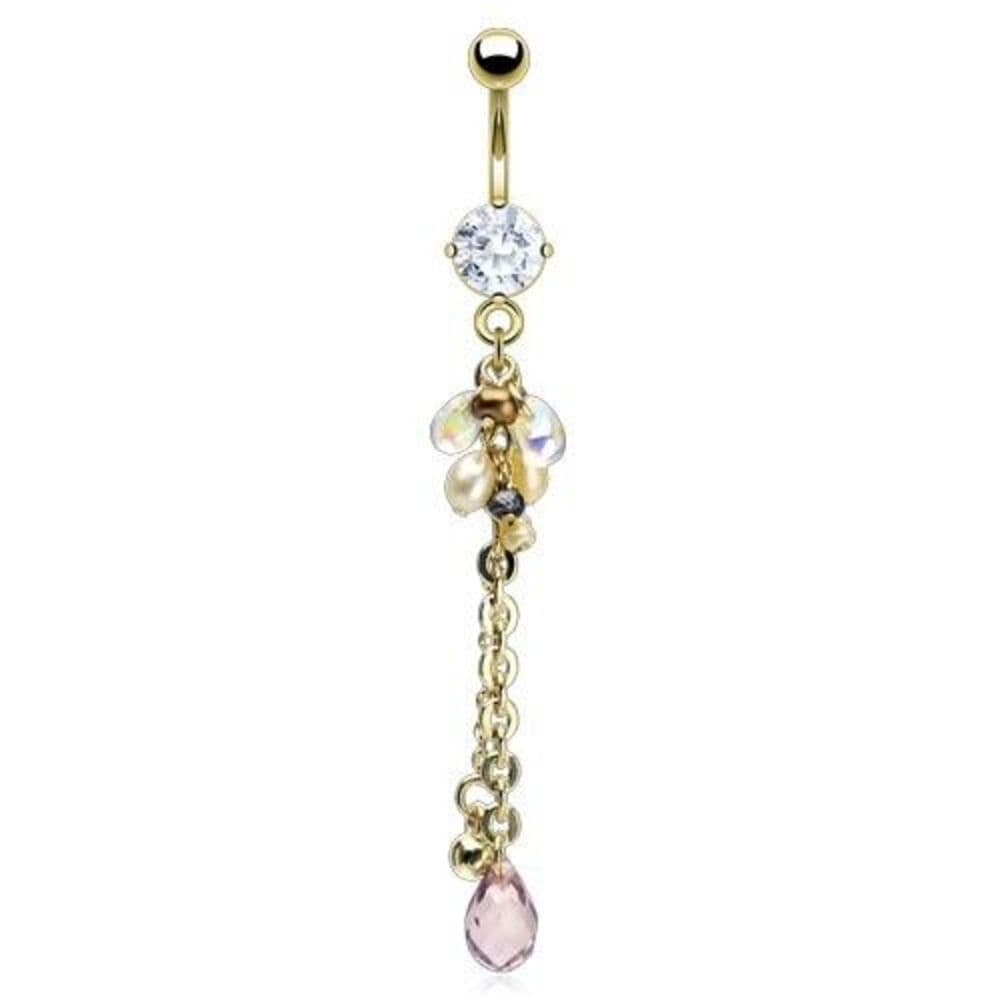Gold Plated Pearlish Beads & CZ Dangle - Thumbnail 2