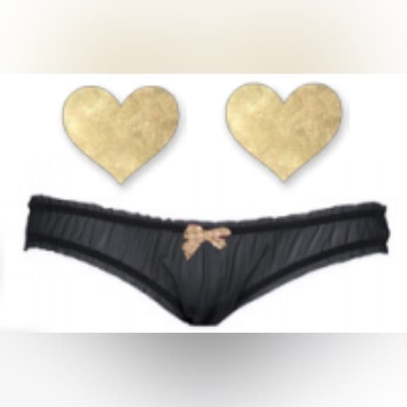 Bristol Six Gold Nippies & Black Thong Set - Thumbnail 6