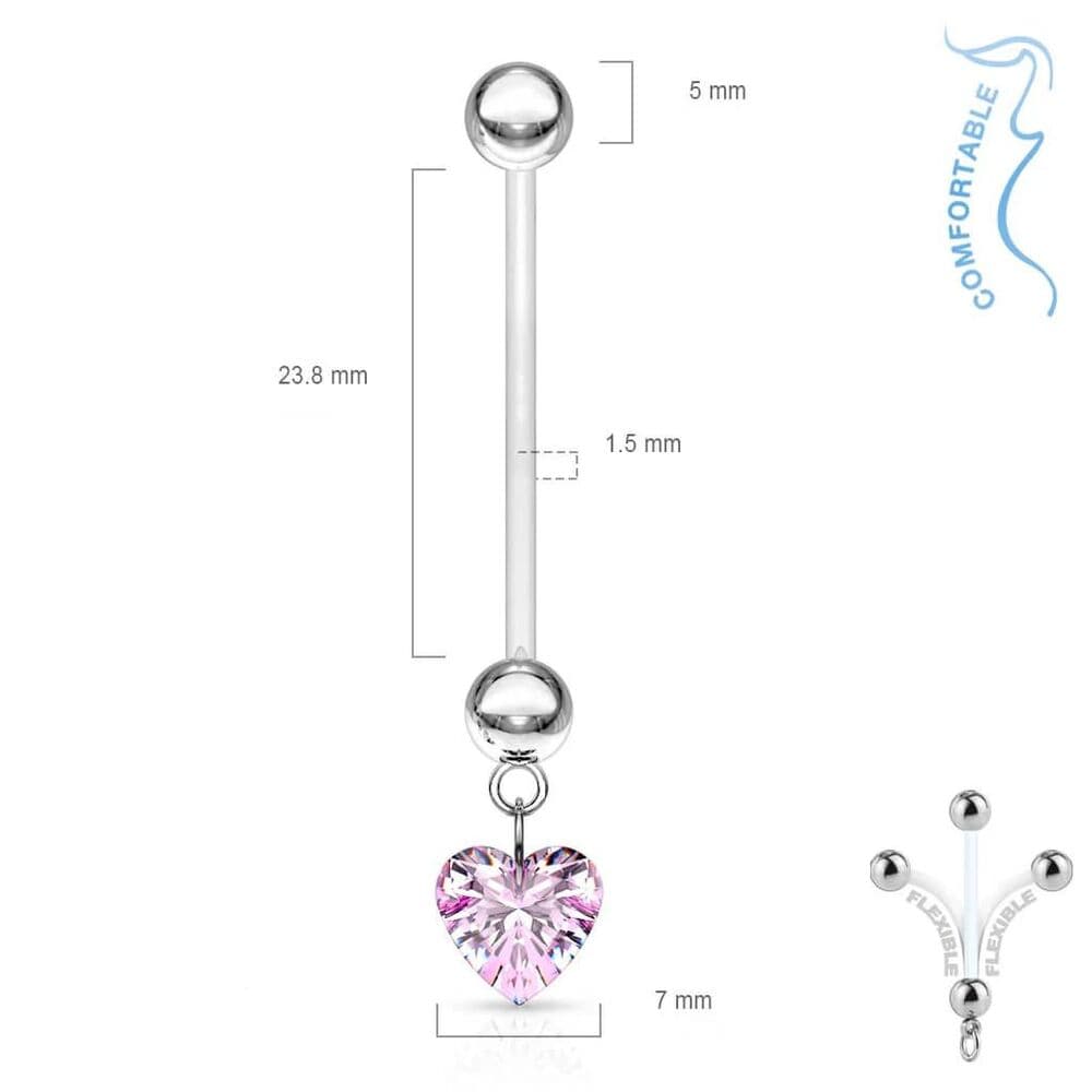 Pregnancy Clear Star Navel Ring Dangle – 14G BioFlex 1” Bar - Thumbnail 2