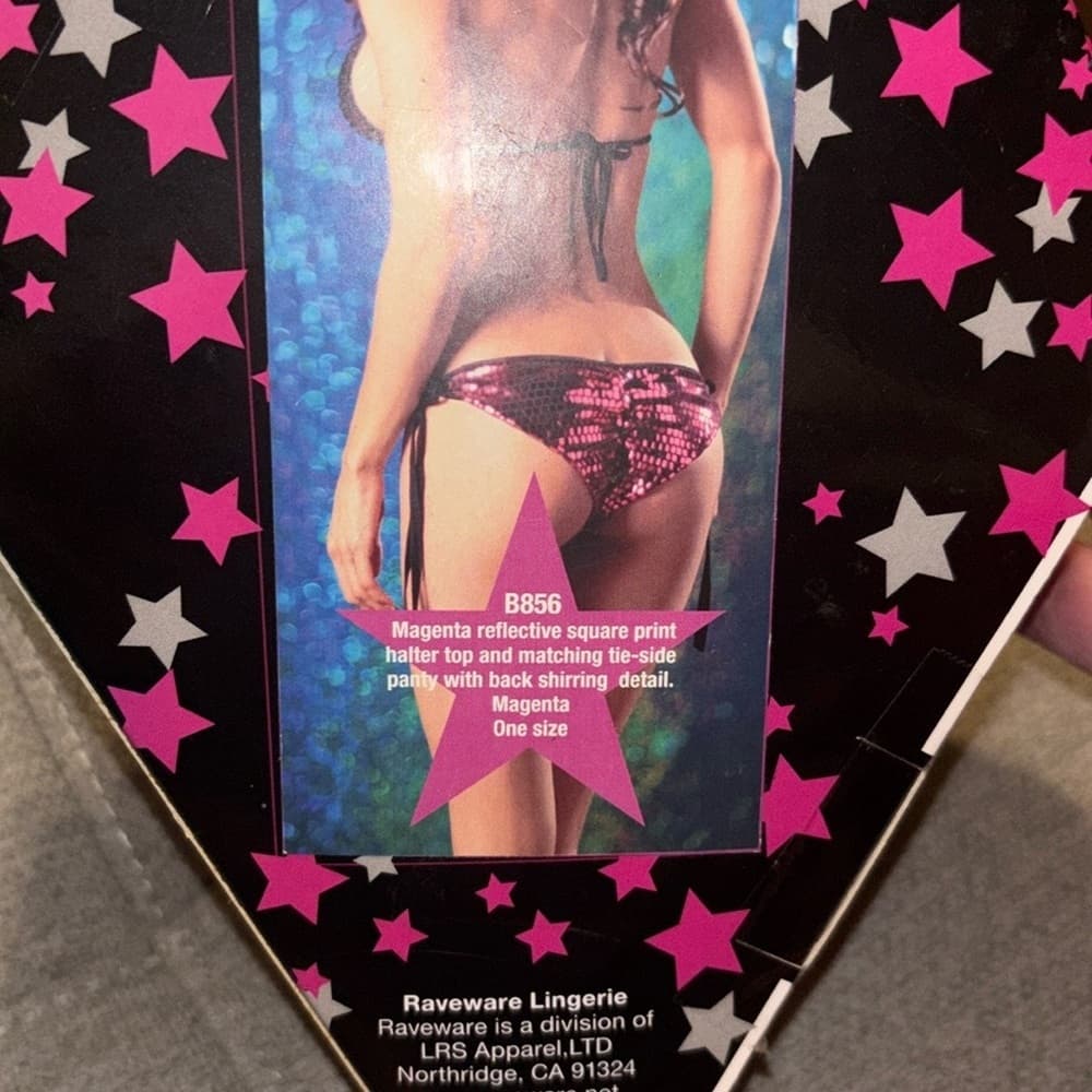 Raveware Lingerie Reflective Square Print Halter Top & Matching Scrunch Panty - Thumbnail 4