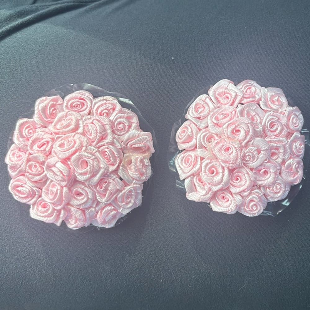 Baby Pink Rose Pasties – Self-Adhesive Floral Nipple Covers, Lingerie Accent - Thumbnail 3