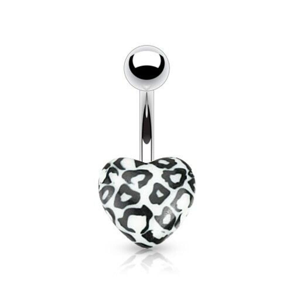 Set of 5 Leopard Print Heart Belly Button Rings – 14G Navel Jewelry - Thumbnail 5