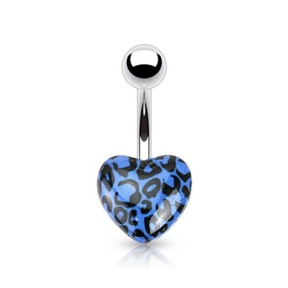 Set of 5 Leopard Print Heart Belly Button Rings – 14G Navel Jewelry - Thumbnail 4