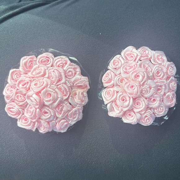 Baby Pink Rose Pasties – Self-Adhesive Floral Nipple Covers, Lingerie Accent - Thumbnail 4