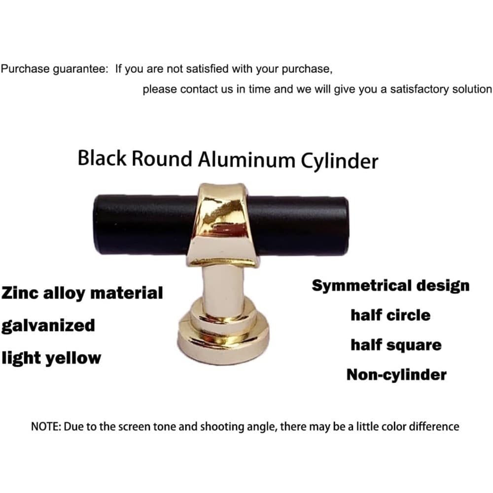 Gold and Black T-Bar Cabinet Knobs - Thumbnail 4