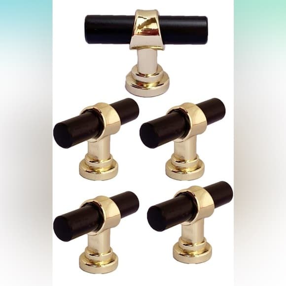 Gold and Black T-Bar Cabinet Knobs - Thumbnail 8