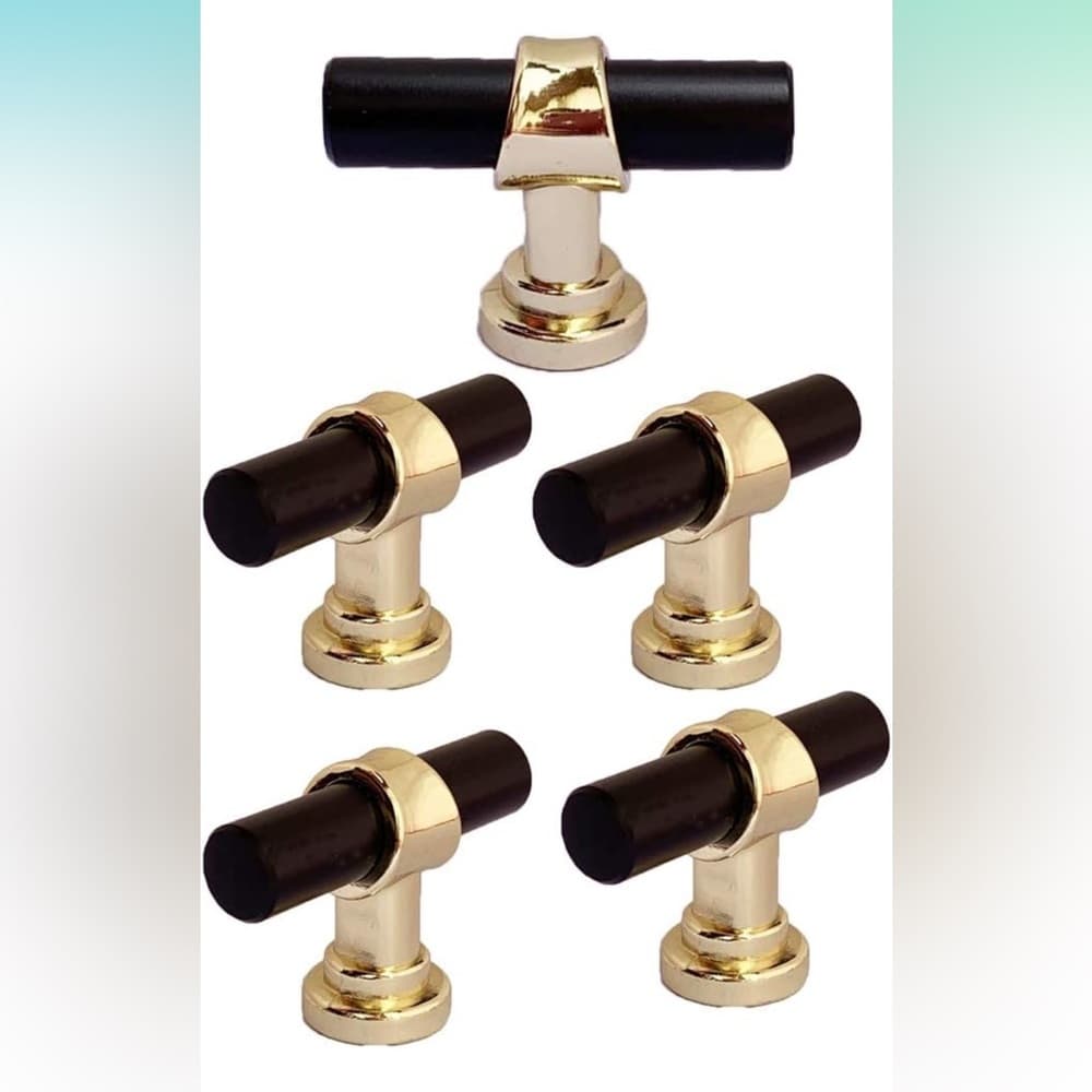 Gold and Black T-Bar Cabinet Knobs - Thumbnail 7