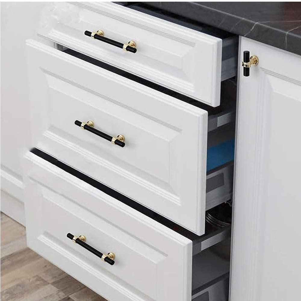 Gold and Black T-Bar Cabinet Knobs - Thumbnail 3