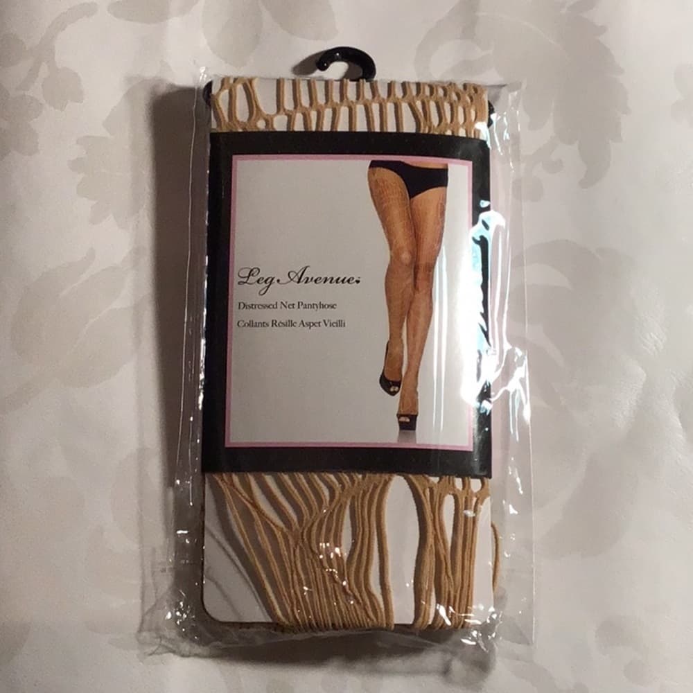 Leg Avenue Nude Distressed Net Pantyhose – One Size