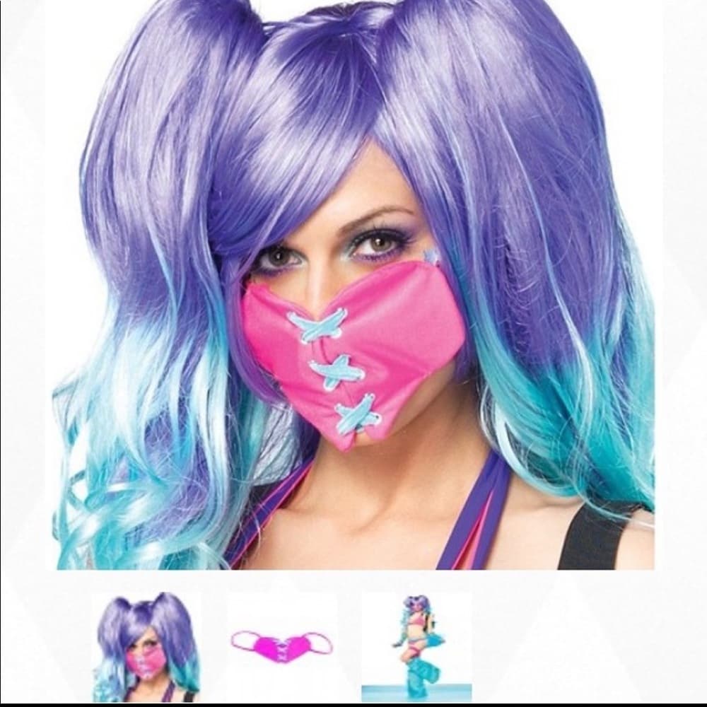 Sweetheart Lace up Pink Face Mask​ - Thumbnail 3