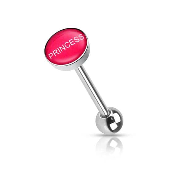 Dome Logo Tongue Ring (Princess) – 14G 5/8” 316L Stainless Steel Bar - Thumbnail 2
