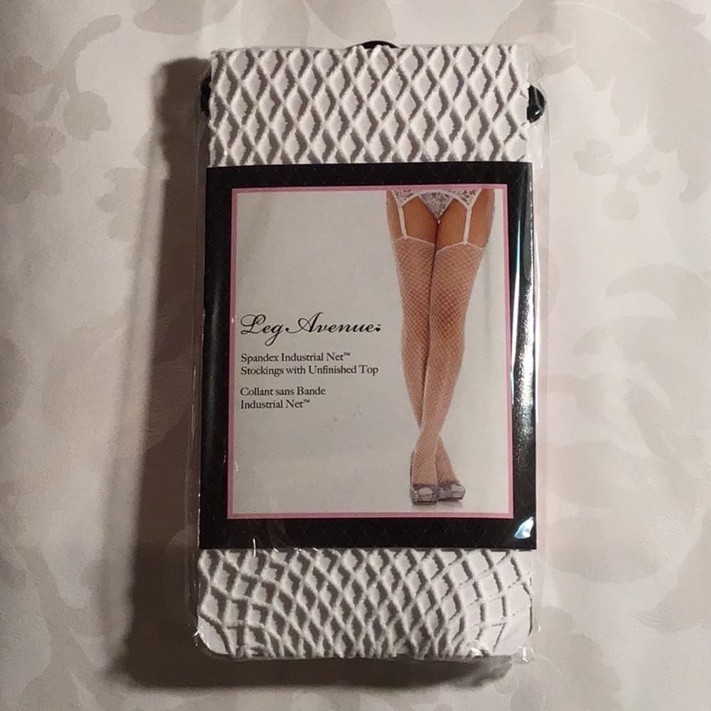 Leg Avenue White Lycra Industrial Net Thigh High Stockings – One Size