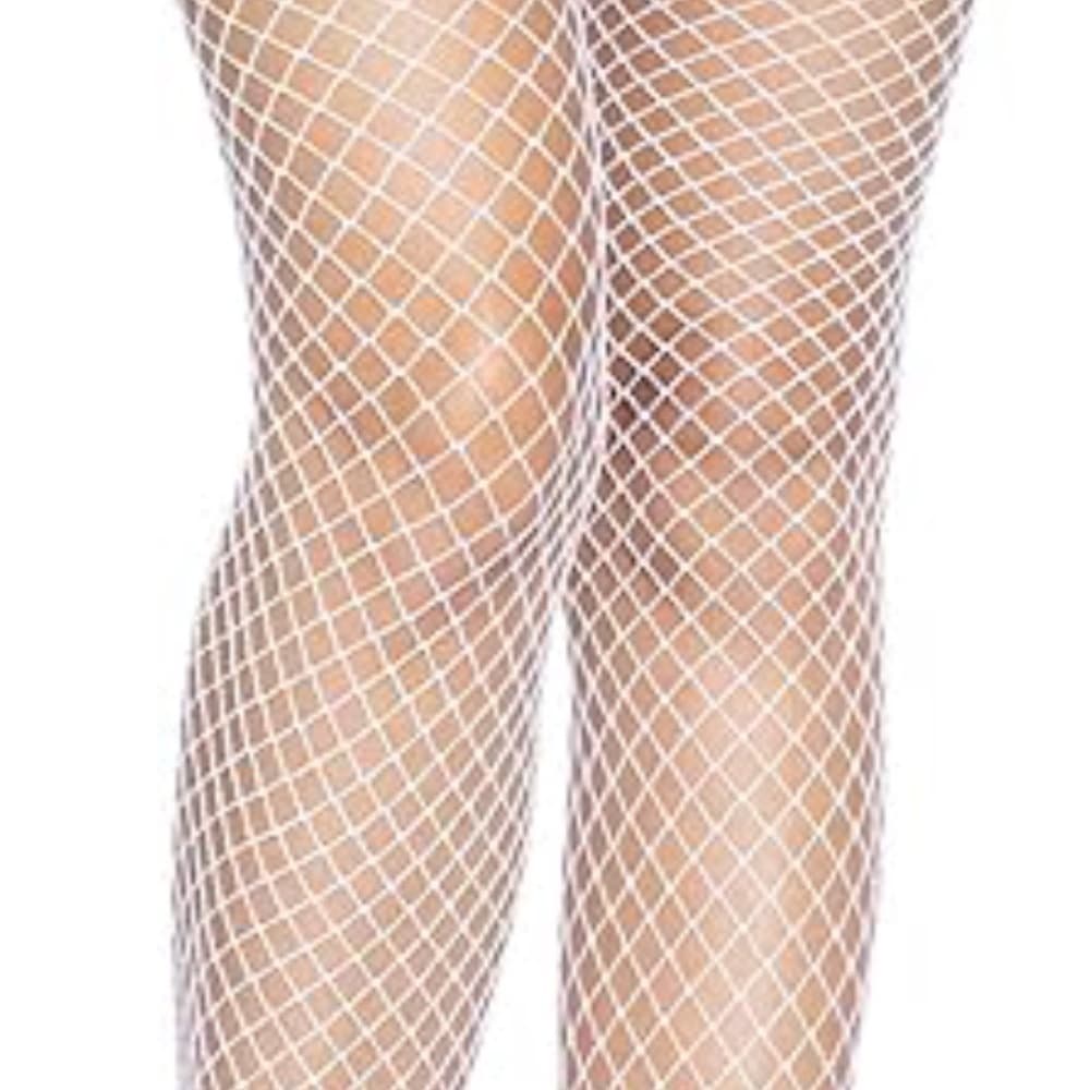 Leg Avenue White Lycra Industrial Net Thigh High Stockings – One Size - Thumbnail 6