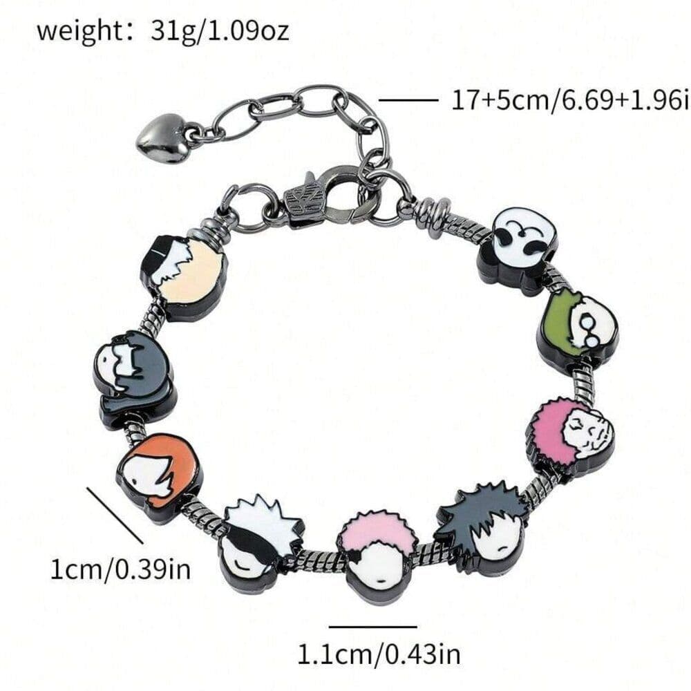 Jujutsu Kaisen Character Charm Bracelet – Anime Chibi Style Adjustable Jewelry