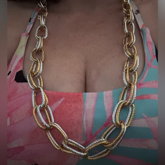 Forplay Two-Tone Chain Link Necklace - Thumbnail 2