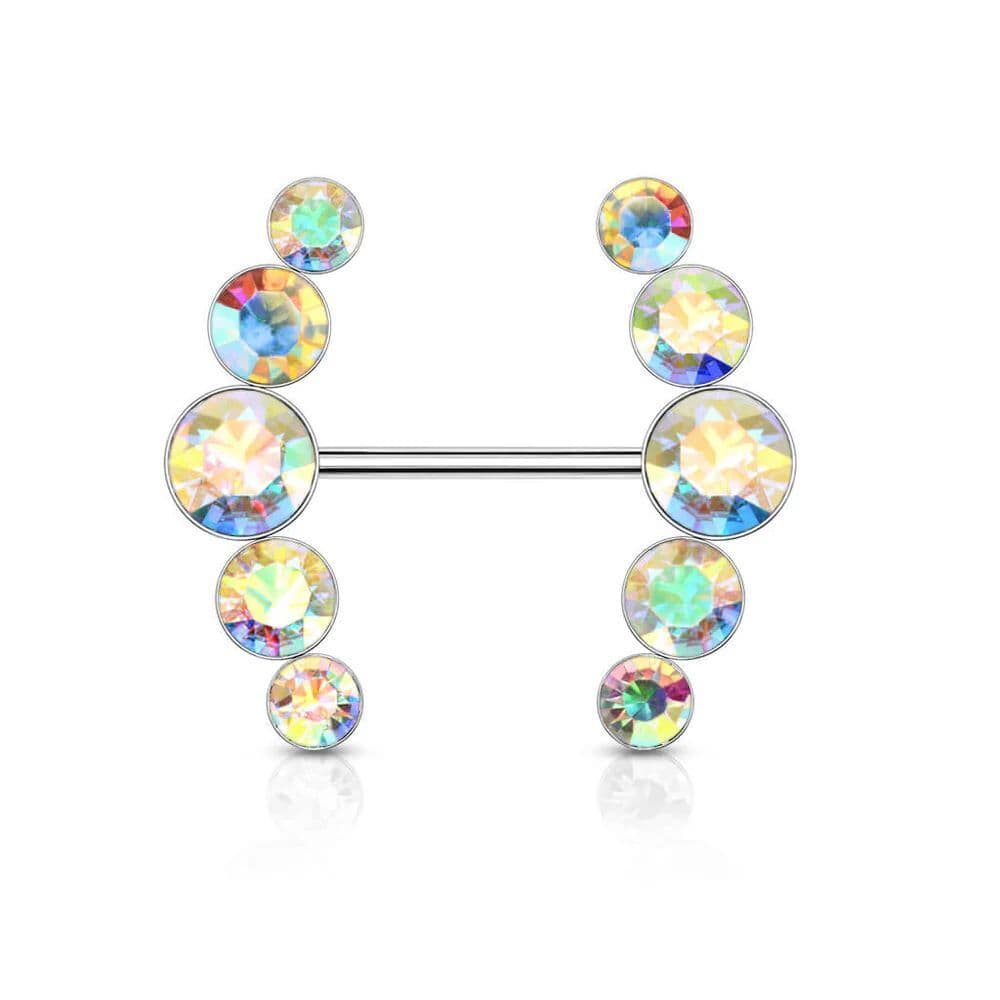 Gem Nipple Shield Bar 14G 5/8” Body Vibe 316L Steel Piercing Jewelry Single Bar - Thumbnail 5