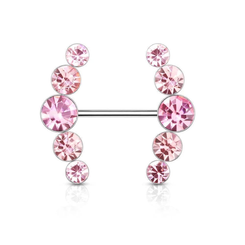 Gem Nipple Shield Bar 14G 5/8” Body Vibe 316L Steel Piercing Jewelry Single Bar - Thumbnail 6