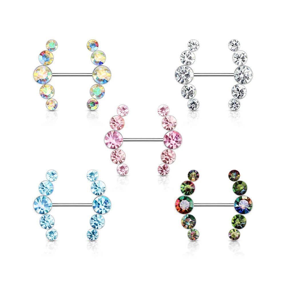 Gem Nipple Shield Bar 14G 5/8” Body Vibe 316L Steel Piercing Jewelry Single Bar - Thumbnail 7