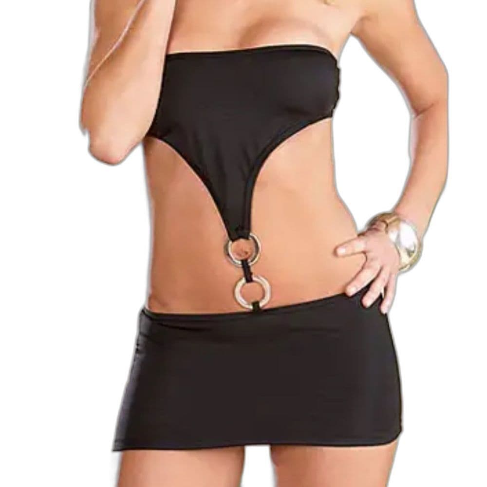 Dreamgirl Black Cut-Out Dress - Strapless Microfibre Mini Dress One Size NWT - Thumbnail 4