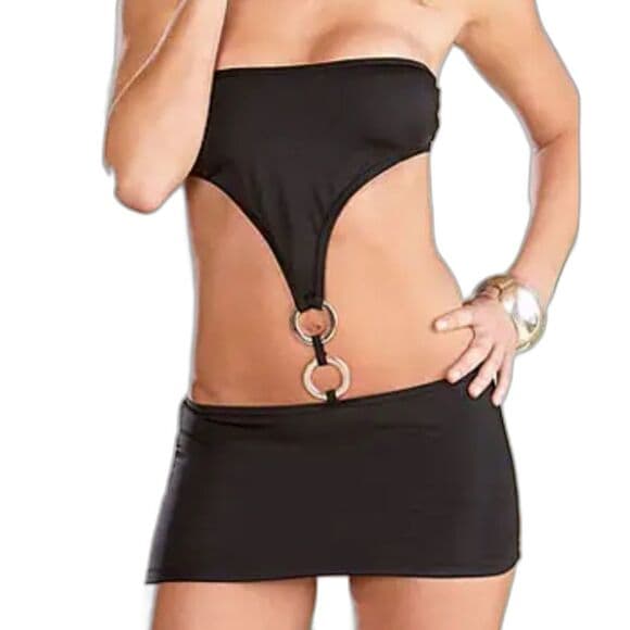 Dreamgirl Black Cut-Out Dress - Strapless Microfibre Mini Dress One Size NWT - Thumbnail 5