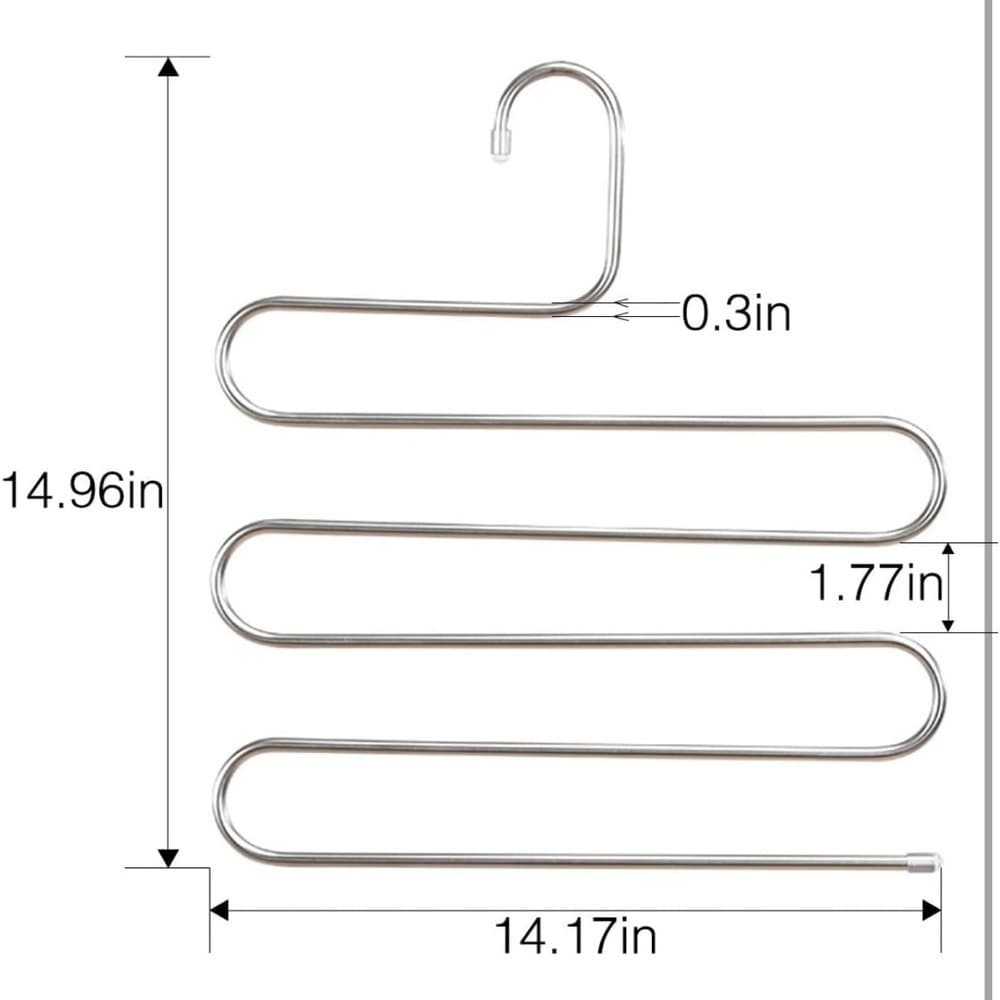 8-Pack Silver Stainless Steel S-Hangers Space-Saving,Closet Organizer - Thumbnail 6