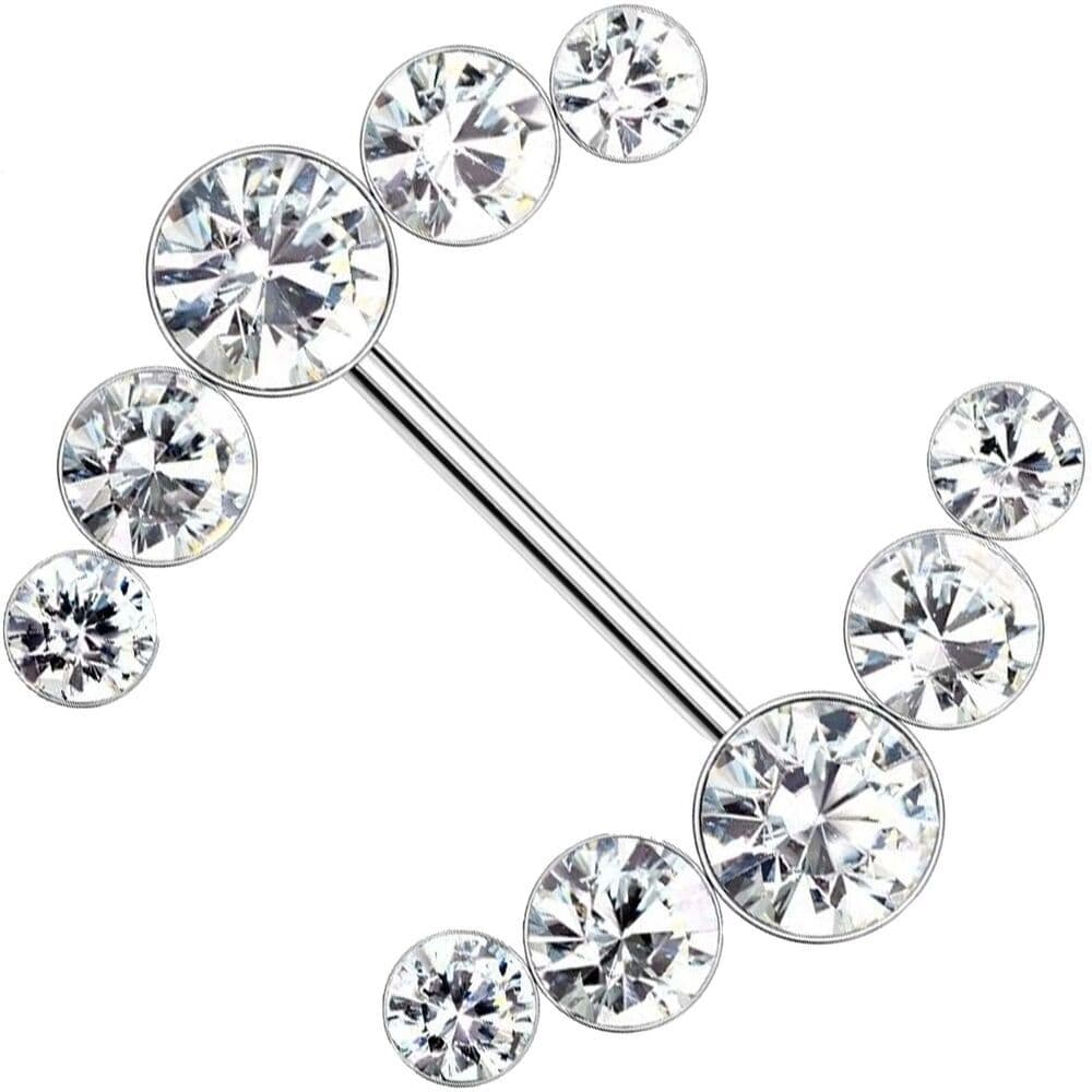 Gem Nipple Shield Bar 14G 5/8” Body Vibe 316L Steel Piercing Jewelry Single Bar - Thumbnail 2