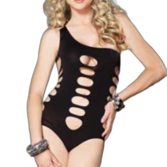 Leg Avenue Spandex Asymmetrical Cut Out Teddy | Sexy & Playful - Thumbnail 3