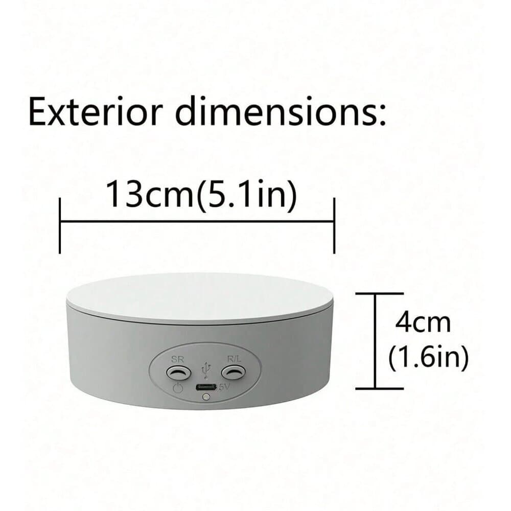 White 5.1inch/13cm Electric Turntable For 360 Degree Photography