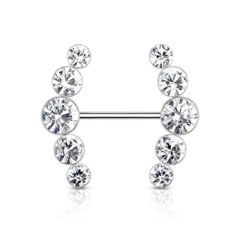 Gem Nipple Shield Bar 14G 5/8” Body Vibe 316L Steel Piercing Jewelry Single Bar - Thumbnail 4