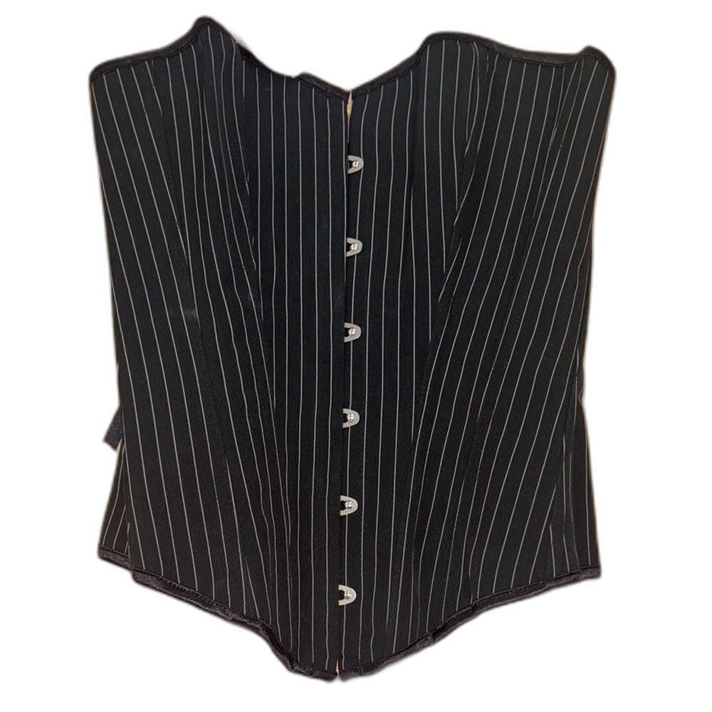 NWT Black Pinstripe Boned Corset Top Bustier Lace-Up Back Size: Medium