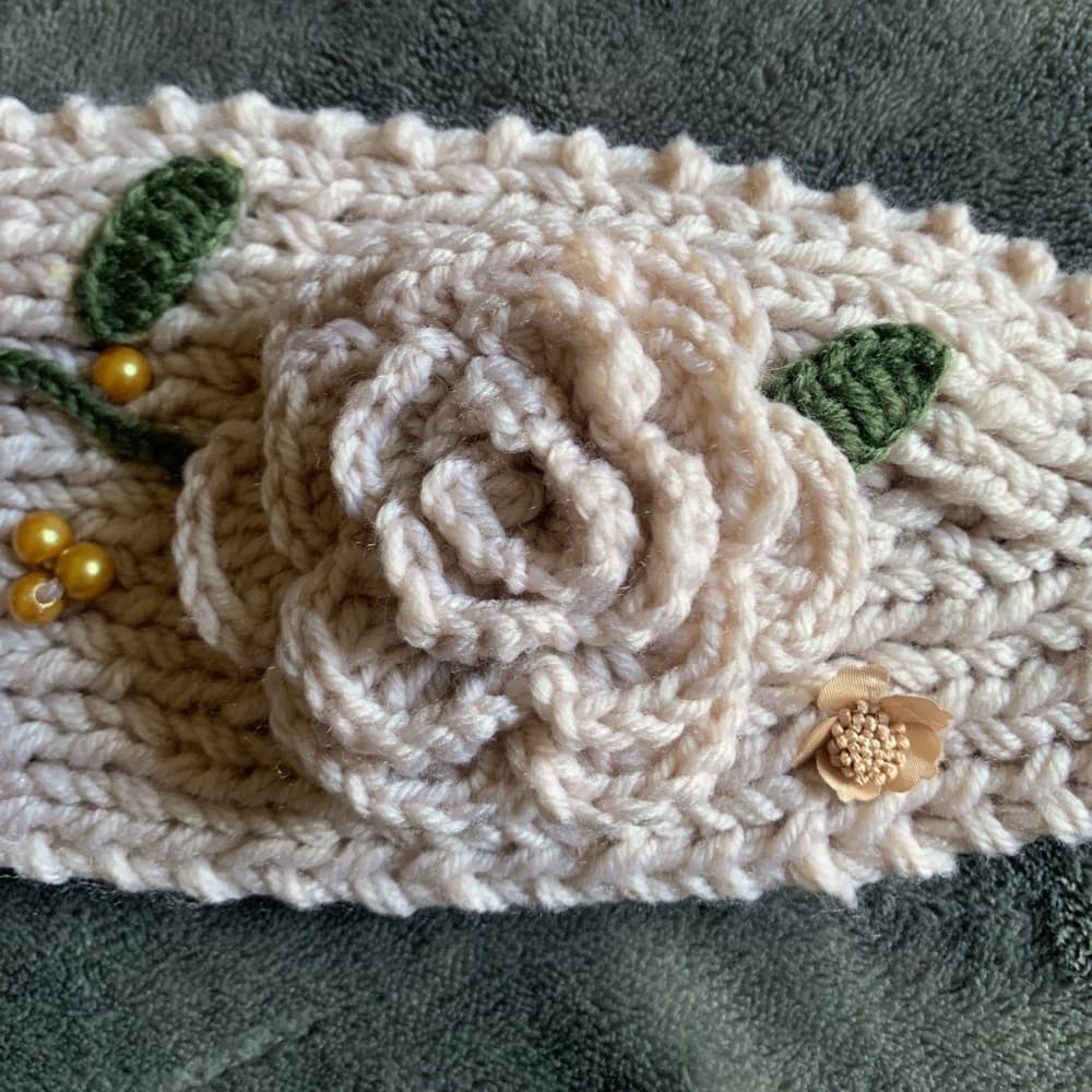 Chunky Flower and Gem Tie Headwrap​ - Thumbnail 2