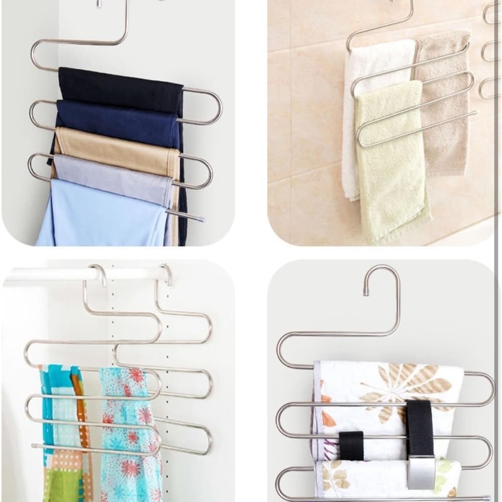 8-Pack Silver Stainless Steel S-Hangers Space-Saving,Closet Organizer - Thumbnail 2