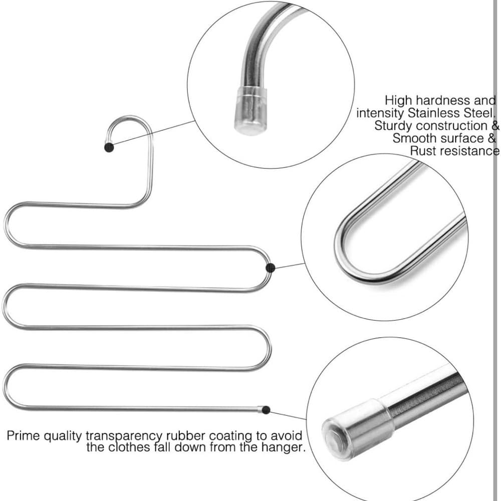 8-Pack Silver Stainless Steel S-Hangers Space-Saving,Closet Organizer