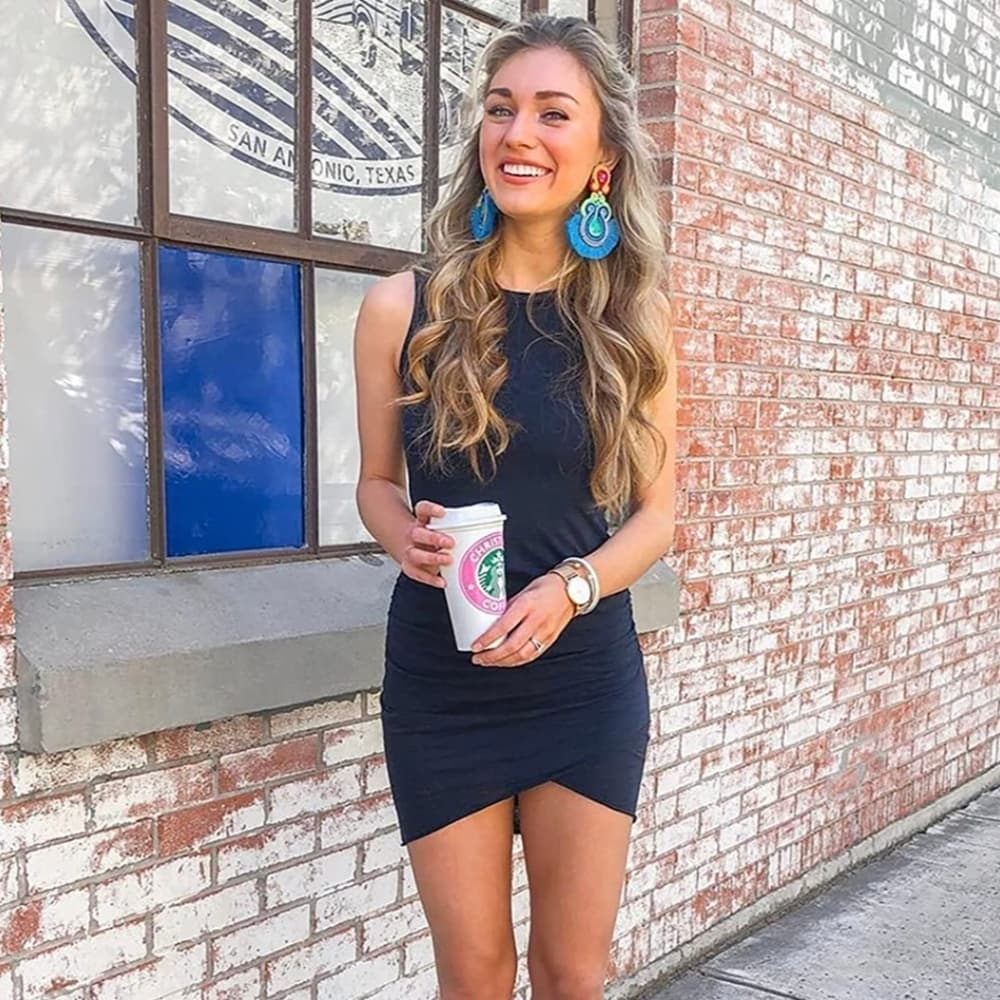 Women Sleeveless Tank Dresses Crew Neck Slim Fit Short Casual Ruched Mini Dress
