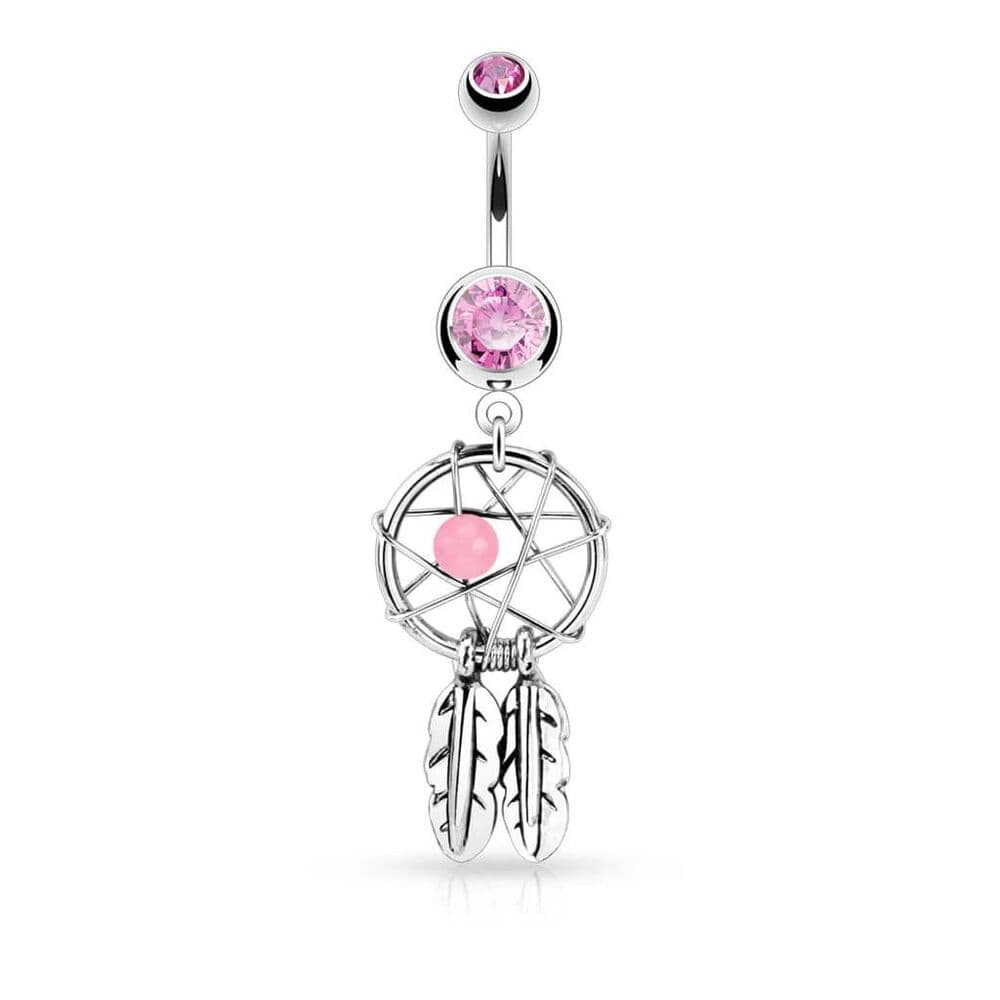 Dream Catcher Silver Belly Button Ring