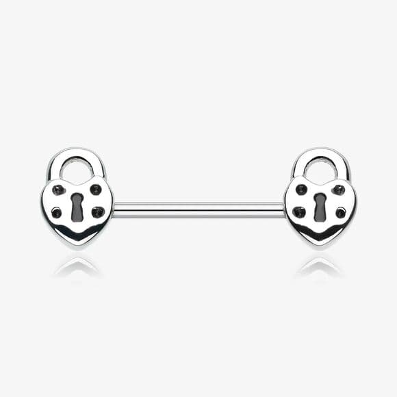 Heart Locket Nipple Ring 14G 316L Stainless Steel Barbell - Single Bar Only - Thumbnail 2