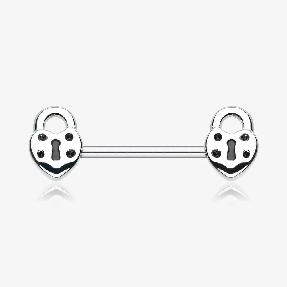 Heart Locket Nipple Ring 14G 316L Stainless Steel Barbell - Single Bar Only