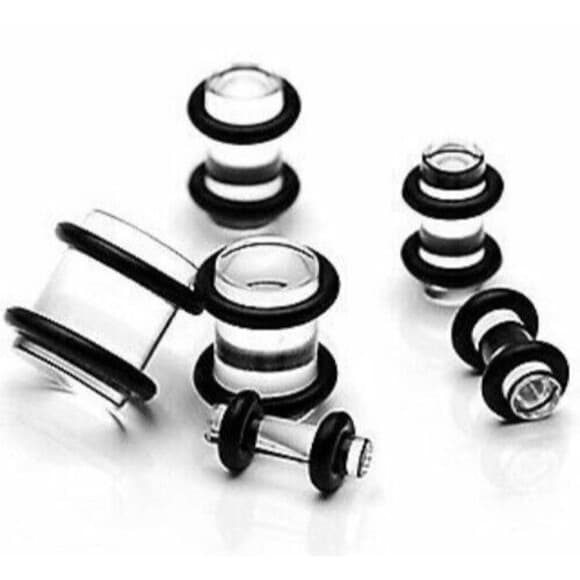 24pcs Clear Acrylic Plugs -a pair of each size 3mm, 4mm, 5mm, 6mm, 8mm, 10mm - Thumbnail 2