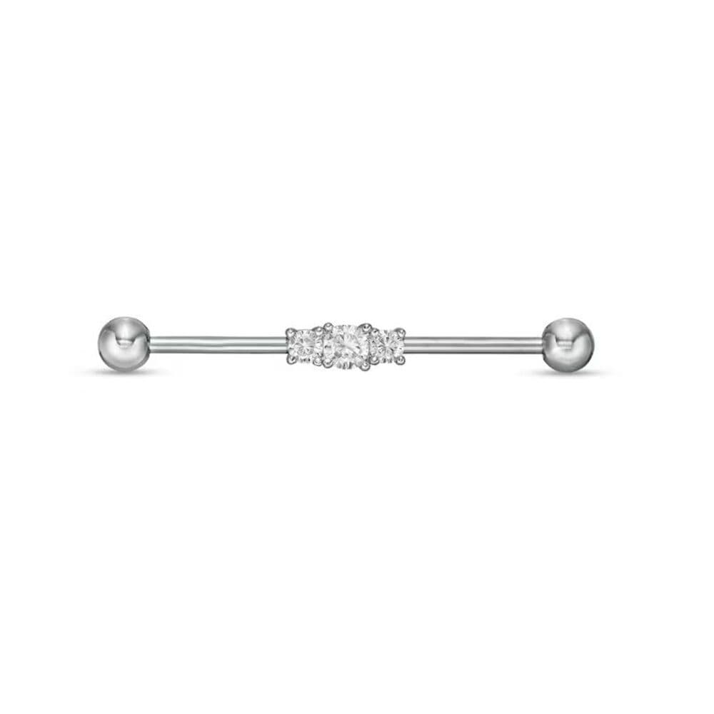 Industrial Barbell with Clear Multi CZ Rhombus – 14g, 1 1/2” - Thumbnail 2