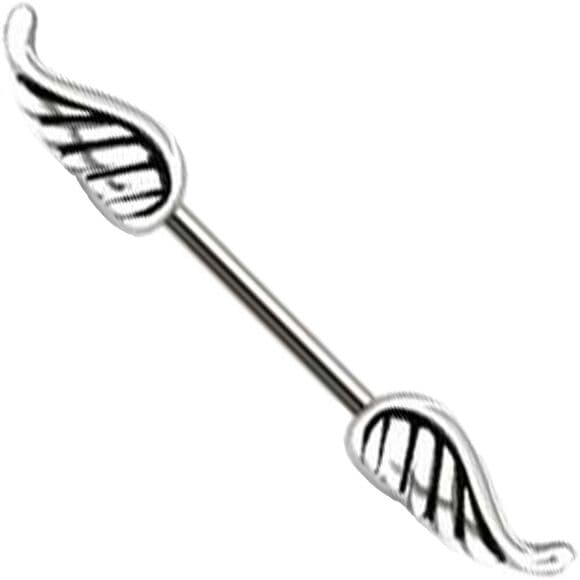 Angel Wing Nipple Bar 14G 7/16” 316L Steel Piercing Jewelry – Single Bar Only - Thumbnail 2