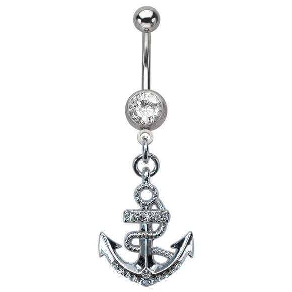 Sailor Anchor Navel Ring – Nautical Charm – 14G 316L Stainless Steel - Thumbnail 2