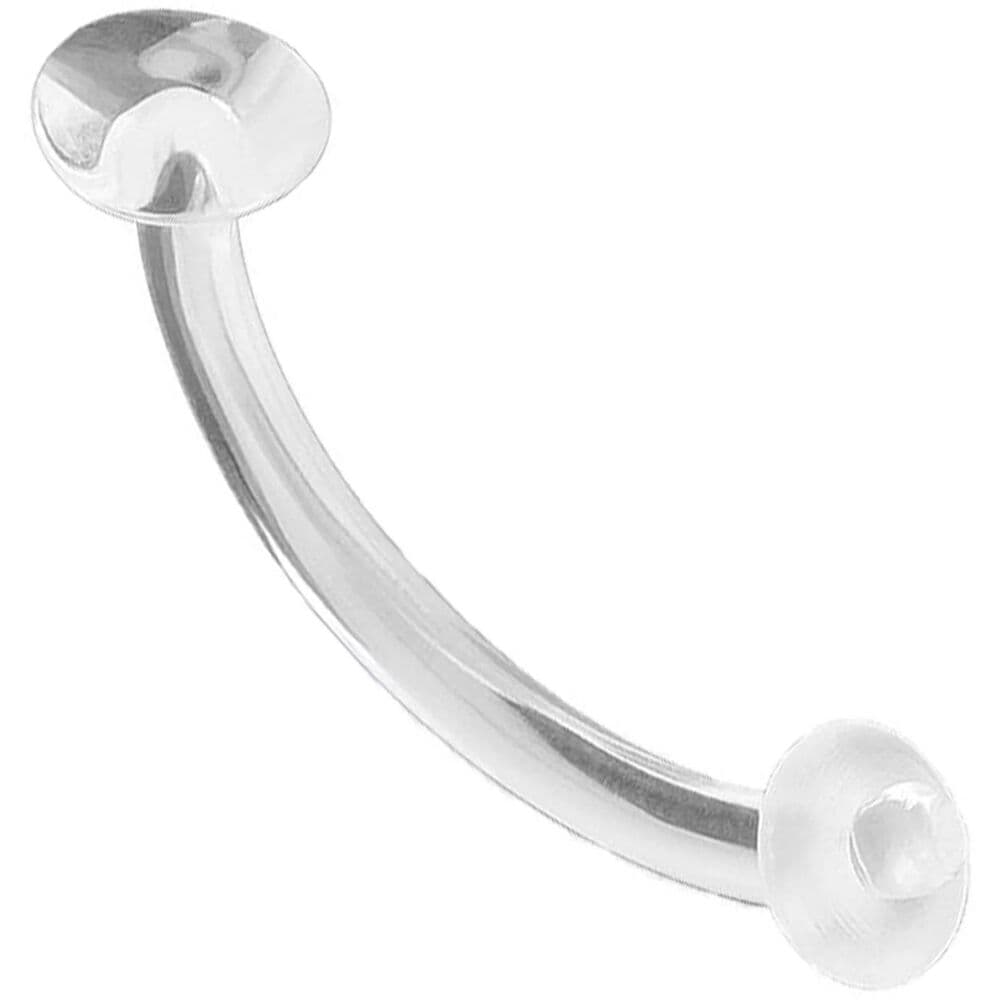 Curved Barbell Piercing Retainer 5 Clear Acrylic 14G 7/16” with Silicone O-Ring