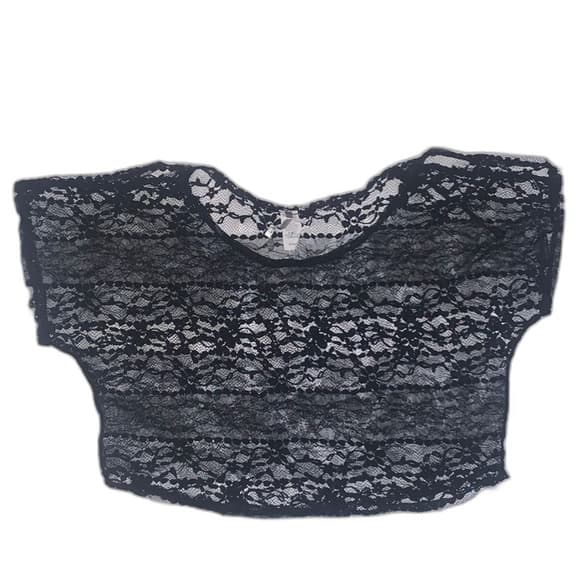 Lacey Crop Top with Peekaboo Shoulder​ - Thumbnail 2