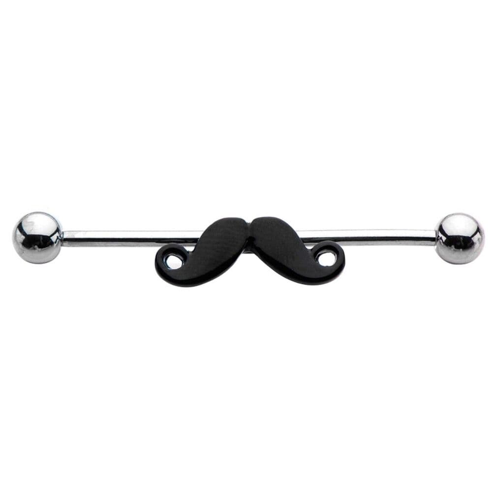 Mustache Industrial Barbell 14g 316L Stainless Steel Piercing 1 3/8” - Thumbnail 2