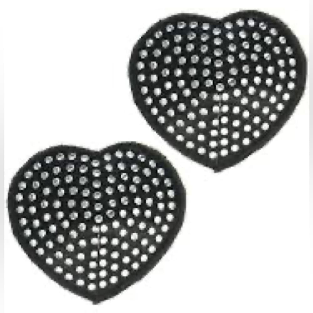 Gem-Covered Black Heart Pasties – Self-Adhesive, Handmade Sparkle Style - Thumbnail 3