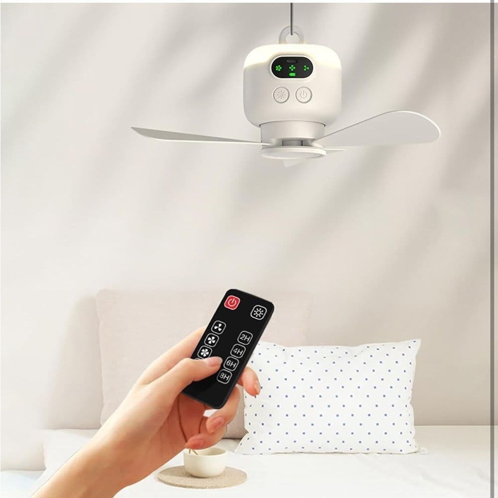 USB Rechargeable Tent Fan Ceiling Fan and Remote - Thumbnail 7