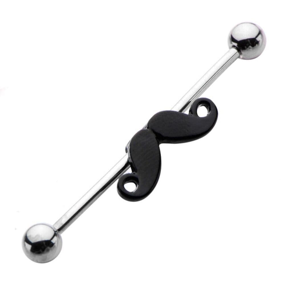 Mustache Industrial Barbell 14g 316L Stainless Steel Piercing 1 3/8”
